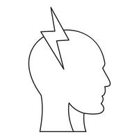 Electrical power in human head icon, outline style vector