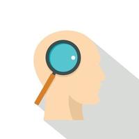 Profile of the head with magnifying glass icon vector