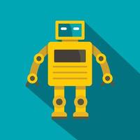 Yellow humanoid robot icon, flat style vector