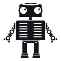 Robot with big eyes icon, simple style vector