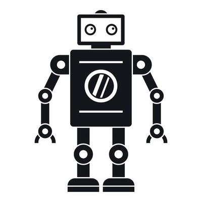 Retro robot icon, simple style