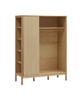 Modern wooden cabinet with cut out isolated on background transparent png