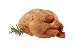 Poulet cru frais entier avec découpe isolé sur fond transparent png