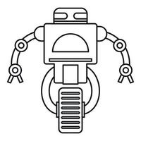 Robot on wheel icon, outline style vector