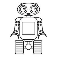 Cute robot on wheels icon, outline style vector