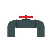 Pipeline with valve and handwheel icon, flat style vector