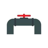 Pipeline with valve and handwheel icon, flat style vector