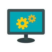 Monitor settings icon, flat style vector