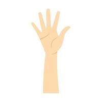 Hand showing five fingers icon, flat style vector