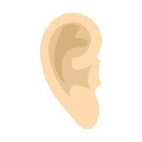 icono de oído humano, estilo plano vector