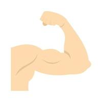 Arm showing biceps muscle icon, flat style vector