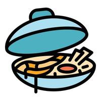 Wok menu tray icon color outline vector