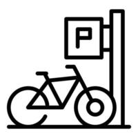 vector de contorno de icono de bicicleta de estación de rack. parque de la ciudad