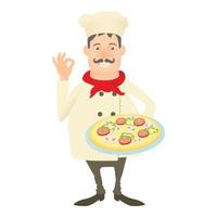Italy chef icon, cartoon style vector