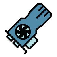 Mining video card icon color outline vector