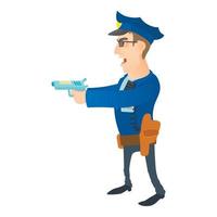 Brave policeman icon, cartoon style vector