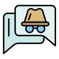 Hacker secret chat icon color outline vector