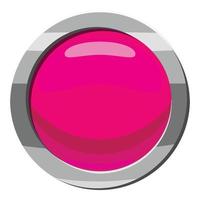 Pink button icon, cartoon style vector