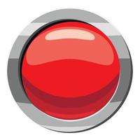 Red button icon, cartoon style vector