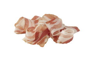 Ham, fresh smoked pork slices with cut out isolated on background transparent png