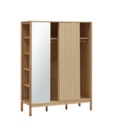 Modern wooden cabinet with cut out isolated on background transparent png