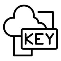 Cloud data key icon outline vector. Factor verification vector