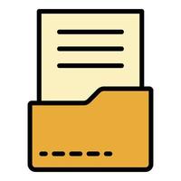 Document in folder icon color outline vector