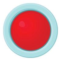 Red stop and panic button icon, cartoon style vector