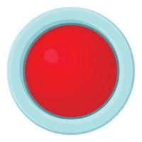 Red stop and panic button icon, cartoon style vector