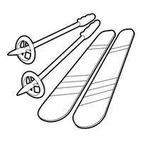 Skiing icon, outline style vector