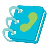 Blue address book icon, cartoon style vector