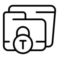 Data folder icon outline vector. Cyber key vector