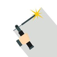 Mig welding torch in hand icon, flat style vector