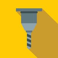 Drill bit icon, flat style vector