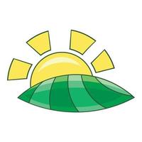 Morning sunrise icon, cartoon style vector