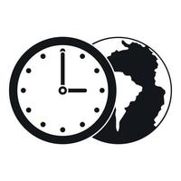 planeta mundial con icono de reloj, estilo simple vector