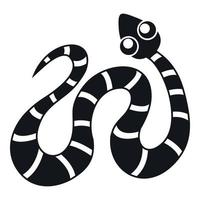 Black striped snake icon, simple style vector