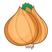 Whole bulb brown onion icon, cartoon style vector
