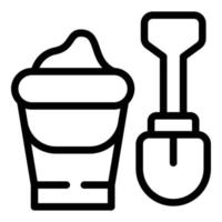 Kid sand bucket icon outline vector. Toy shovel vector