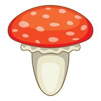 Amanita muscaria mushroom icon, cartoon style vector