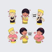 Various Boy and Girl Couple Stickers vector