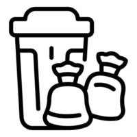 Plastic trash bag icon outline vector. Garbage bin vector