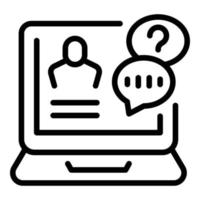 Laptop chat icon outline vector. Support customer vector