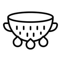 New colander tool icon outline vector. Cooking strainer vector