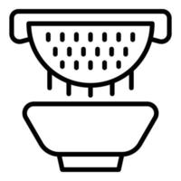 Bowl sieve colander icon outline vector. Cooking utensil vector