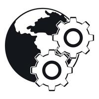 World planet and gears icon, simple style vector