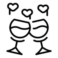 vector de contorno de icono de copa de vino de boda. bebida de sabor