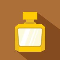 Yellow jar of perfume icon, flat style vector