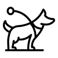 vector de contorno de icono de paseo de perro con correa. mascota canina