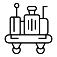 Packing trolley icon outline vector. Suitcase cart vector